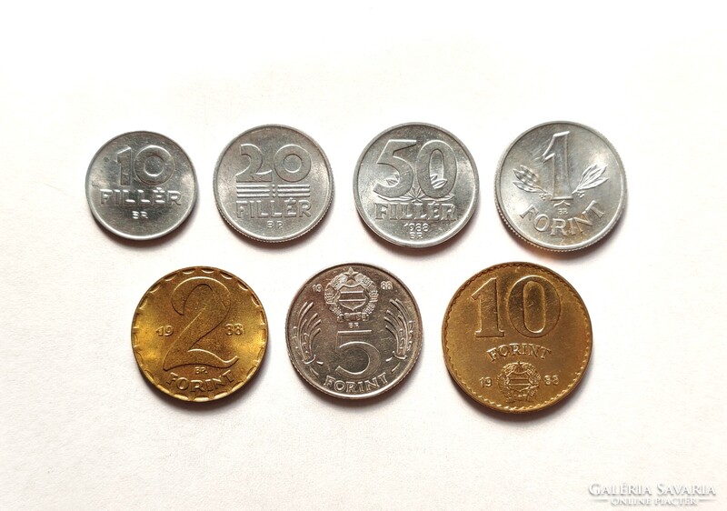10 - 20 - 50 Fillér + 1 - 2 - 5 - 10 Forint 1988, forgalmi sor.