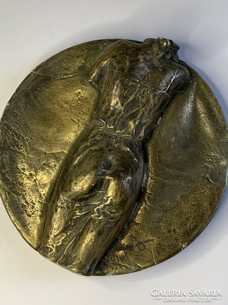 Modern Bronz fali plakett női akt
