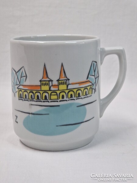 Ritka Drasche Budapest jelzett HÉVÍZ porcelán emlék bögre hibátlan állapotban 9 cm. magas