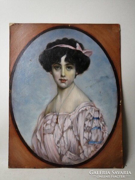 GYÖNYÖRŰ HÖLGYPORTRÉ - KERETEZETT ALKOTÁS FELOLDATLAN JELZÉSSEL