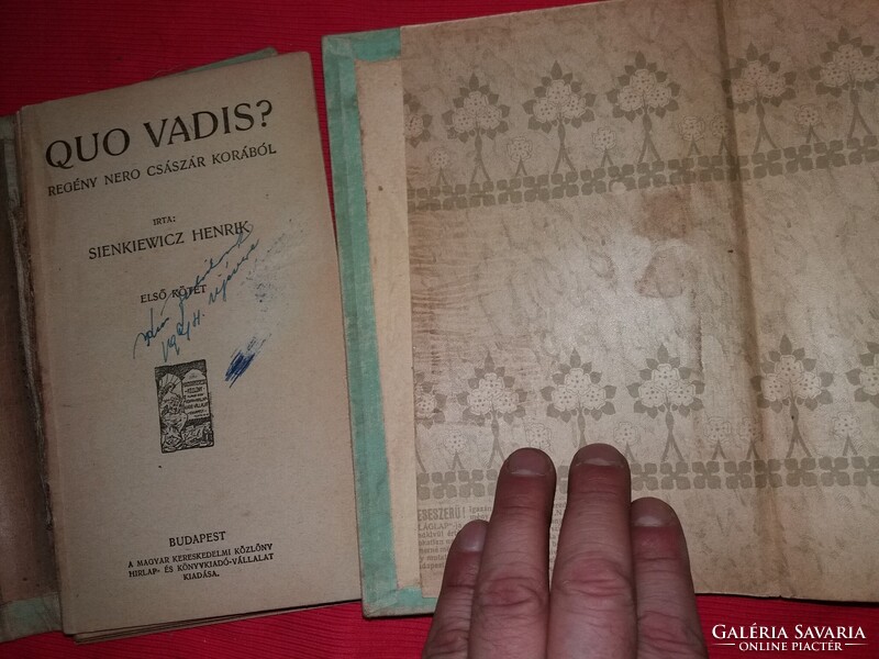 Antik cc. 1910 Sienkiewicz Henrik : Quo vadis I-II. Magyar Kereskedelmi Közlöny Hir a képek szerint