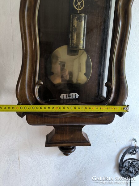 Biedermeier hegedűtok Falióra, könyvtár óra 1800-as évek. Rövid ingàs ritkaság díszes ringgel !