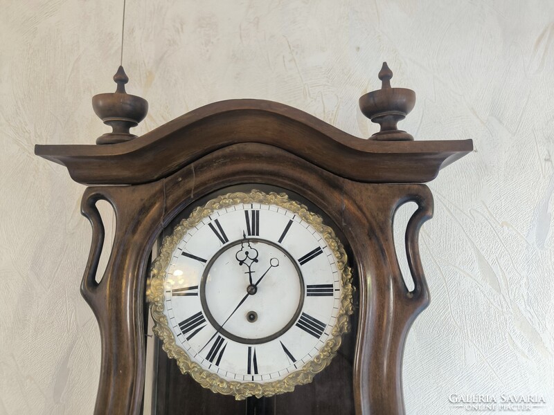 Biedermeier hegedűtok Falióra, könyvtár óra 1800-as évek. Rövid ingàs ritkaság díszes ringgel !