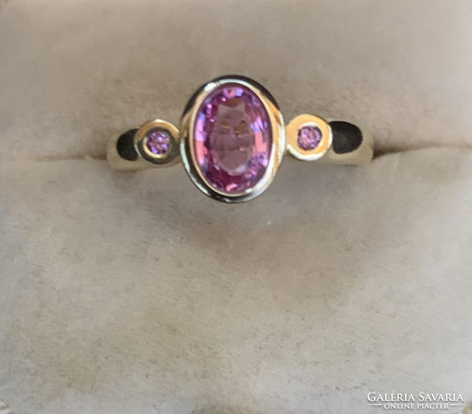 Padparadscha rózsaszín gyémántokkal.Ritkaság! Tanúsítvánnyal!ÚJ!