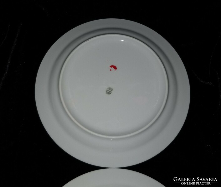 Zsolnay porcelán desszertes tányér piros fekete csíkos 19 cm