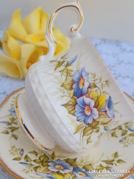 Angol finom csont porcelán virágmintás teás szett