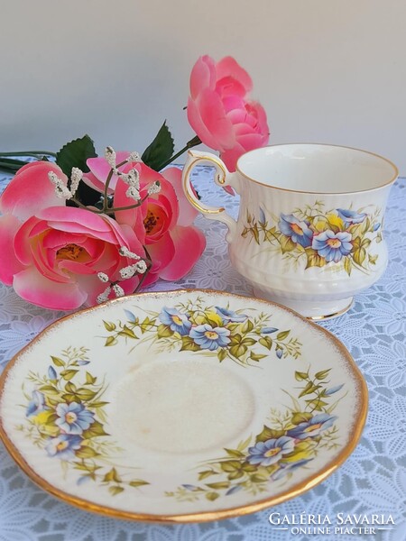 Angol finom csont porcelán virágmintás teás szett
