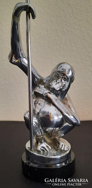 Edouard-Marcel Sandoz "Ca Gratte, 1919" krómozott bronz szobor márvány talpon, jelzett