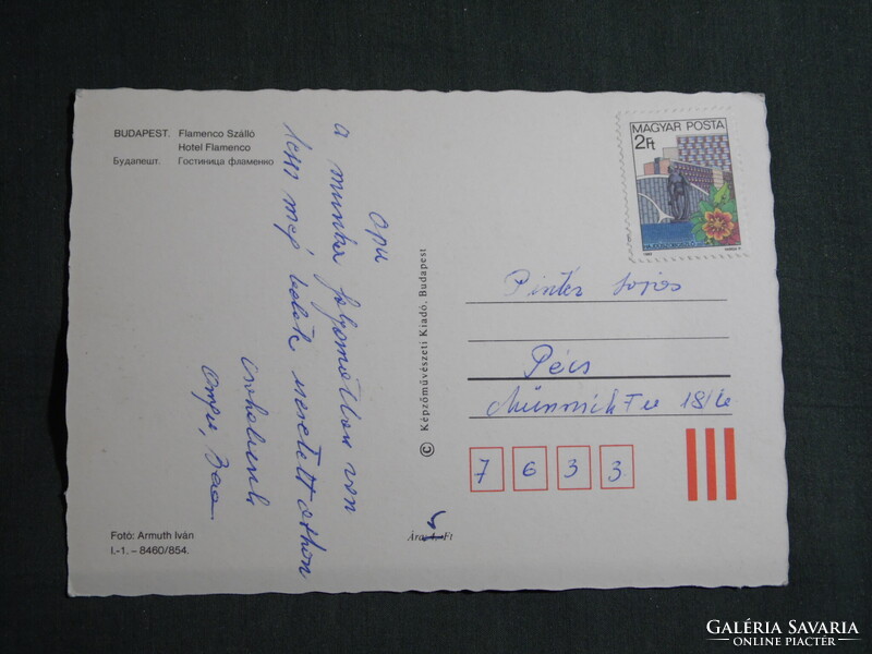 Képeslap,Budapest,Flamenco szálló hotel látkép,részlet,1985-
