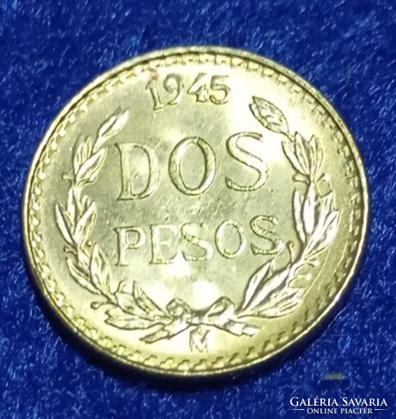 Arany 2 peso /1919-1948/ 1945 kiadás, extra állapotú
