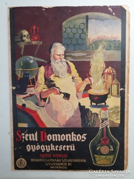 SZENT DOMONKOS GYÓGYKESERŰ - HÁTOLDALÁN FESTMÉNY, TALÁN EDVI ILLÉS ALADÁR