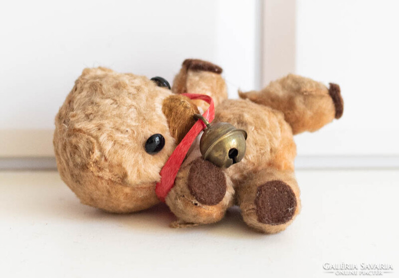 Vintage mini csengős mackó - maci, medve figura