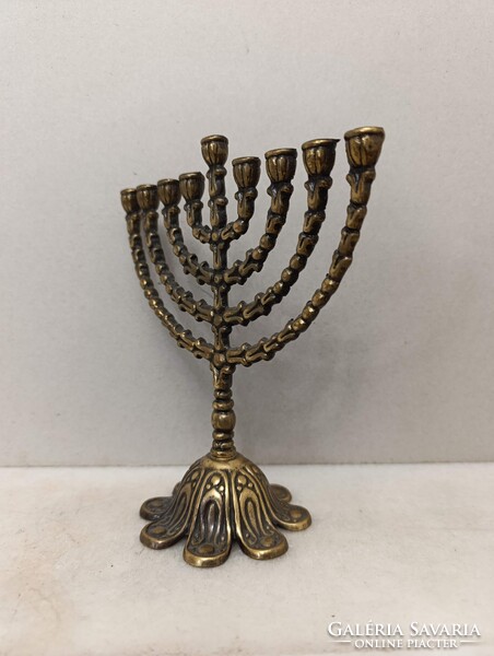 Hanuka gyertyatartó kis méretű réz menora menóra 9 ágú zsidó judaika hanukia Jerusalem 518 2967