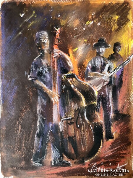 Jazz trió ! Különleges pasztell festmény