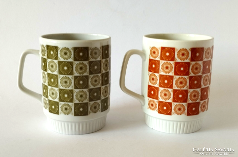 2 DB RETRO RITKA NDK (KELET NÉMET) PORCELÁN BÖGRE,CSÉSZE AZ 1970-ES ÉVEKBŐL