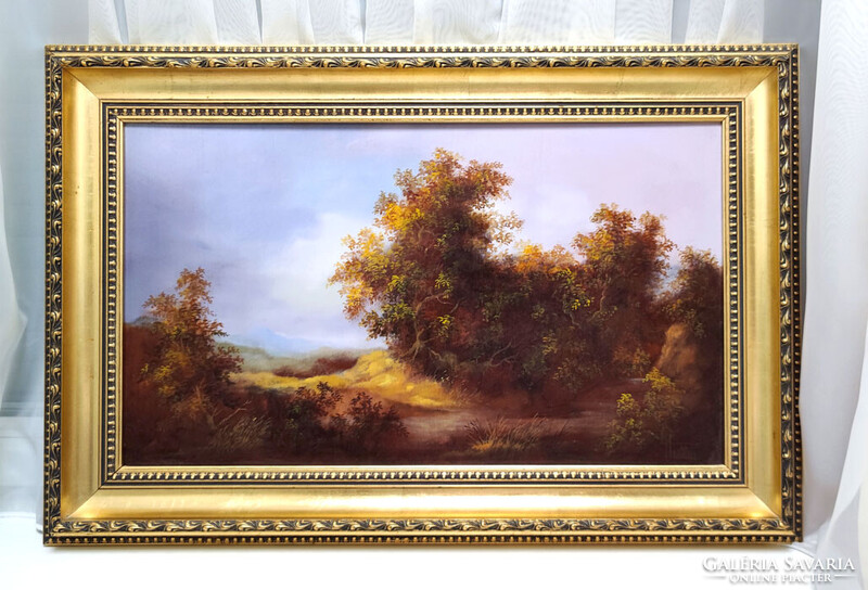 Huller Ágoston - Erdő részlet című olajfestménye 60x40 cm-es gyönyörű kerettel