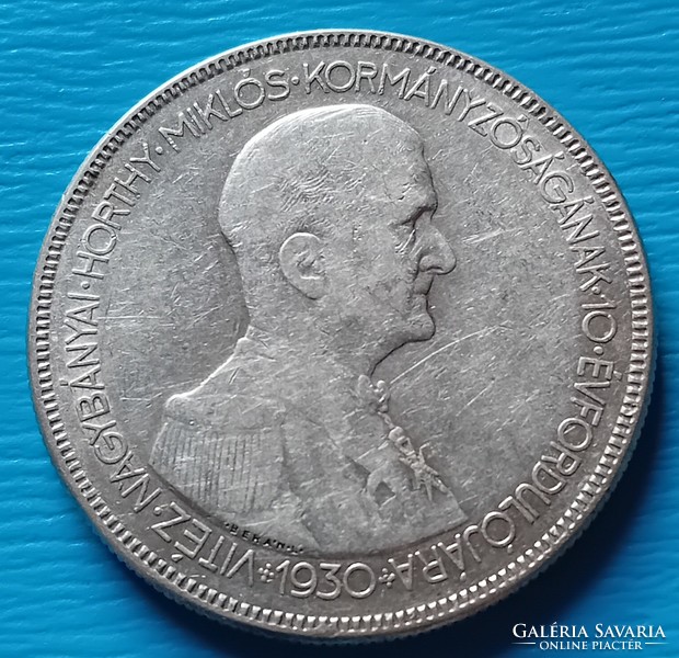 Horthy 5 Pengő 1930  (hajas)