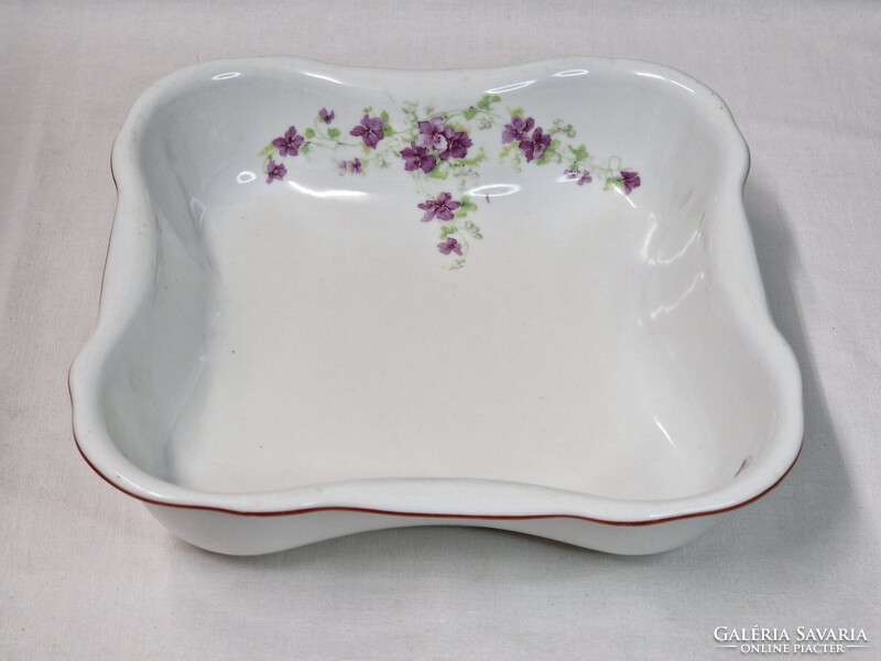 Régi Zsolnay pajzspecsétes ibolya mintás porcelán köretes tál hibátlan állapotban 25,5 cm. átmérőjű