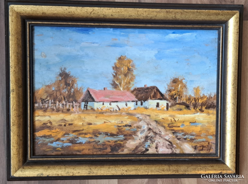 Beregszászy Tamás (1967-): Tanya olaj festmény
