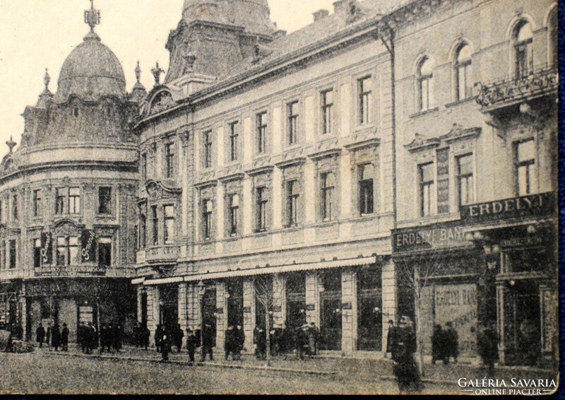 Kolozsvár - Mátyás király - tér (Erdélyi Bank, Generali Biztosító)  képeslap  1908