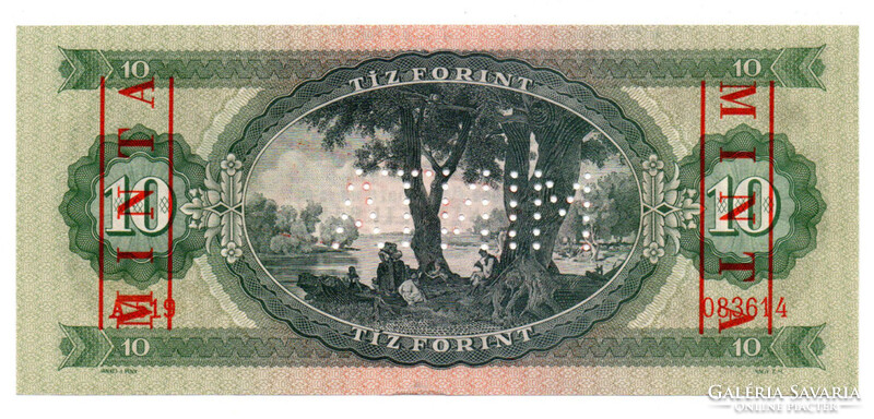 10 Forint Bankjegy 1962 MINTA lyukasztás és bélyegzés A519