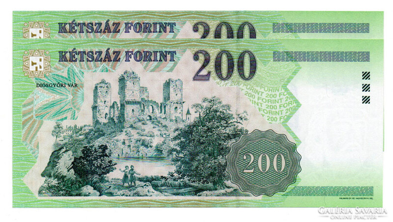 200 Forint Bankjegy 1998 FD UNC sorszámkövető pár