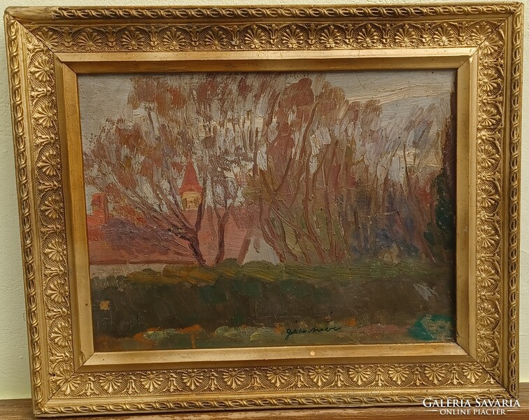 Gábor Móric "Régi kastély" című 1910-körül készült, Olaj Festmény