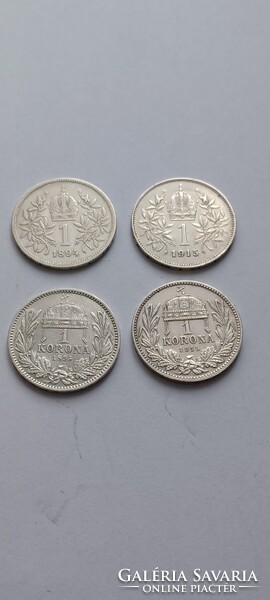 EZÜST 1 Korona 4db (évszámok:1894-1895-1915) LOT