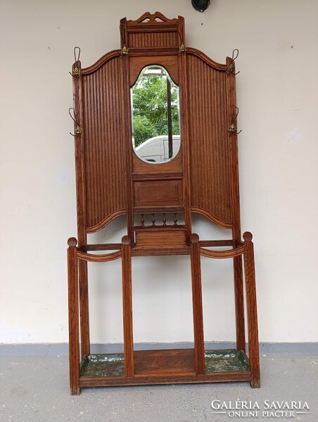 Előszobafal antik bútor nagy méretű dekoratív art deco tükrös ruhafogas fogas előszoba fal 972 3084