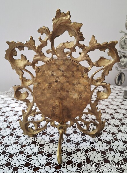 Gyönyörű Barokk florentin mintás tömör réz képtartó vagy képkeret  26 , 5 x 19 ,5 cm