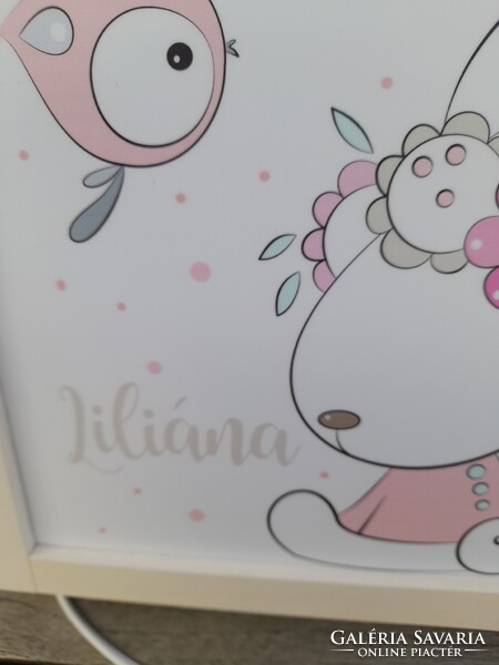Lámpa- fali-fakeretes-Liliána felirattal- eredeti dobozában,Halvány rozsaszin