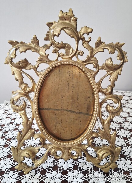 Gyönyörű Barokk florentin mintás tömör réz képtartó vagy képkeret  26 , 5 x 19 ,5 cm
