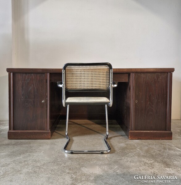 Eredeti jelzett, bécsi bauhaus íróasztal, tömör tölgy