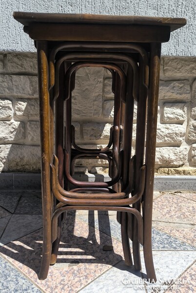 Antik Thonet tonett 3 részes Zsúr asztal, viràgtartó Posztamens szobor tartó konzol laptop Art Deco