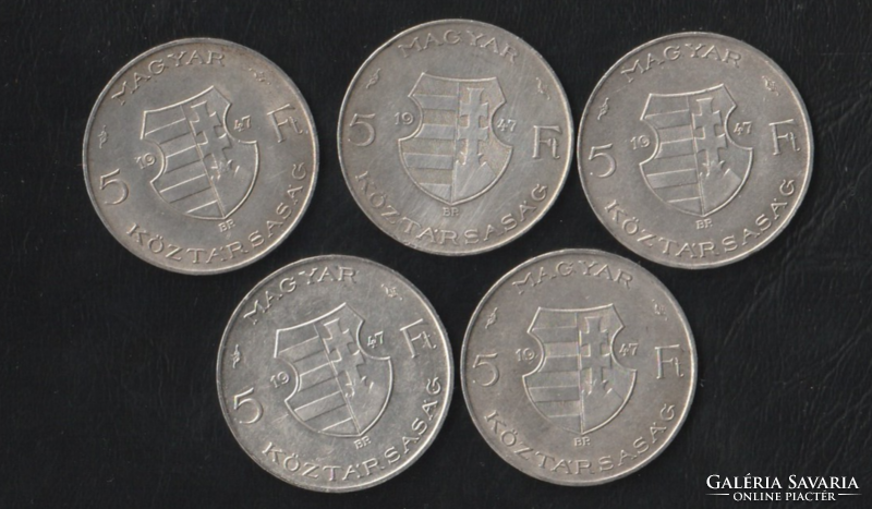 5 Forint 1947 silver 5 pcs