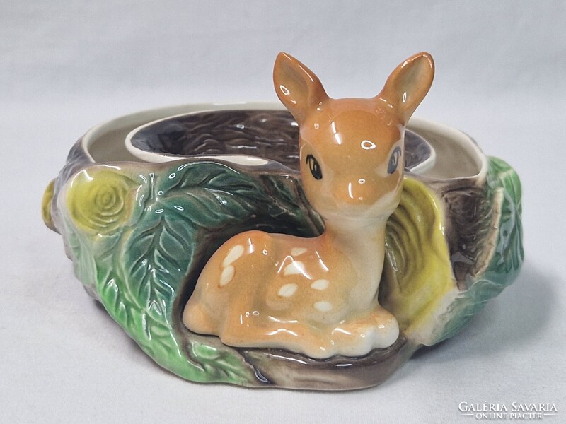 Hornsea angol porcelán őzike figurás ibolya vagy fakéreg váza hibátlan állapotban 7 cm. magas