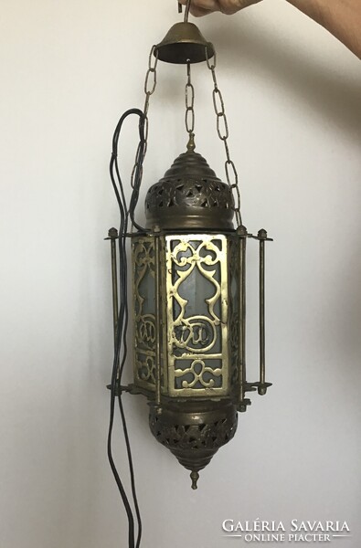 Arab, kézműves, réz, függőlámpa –  2,6 kg (46 x 22 cm) 220 Volt