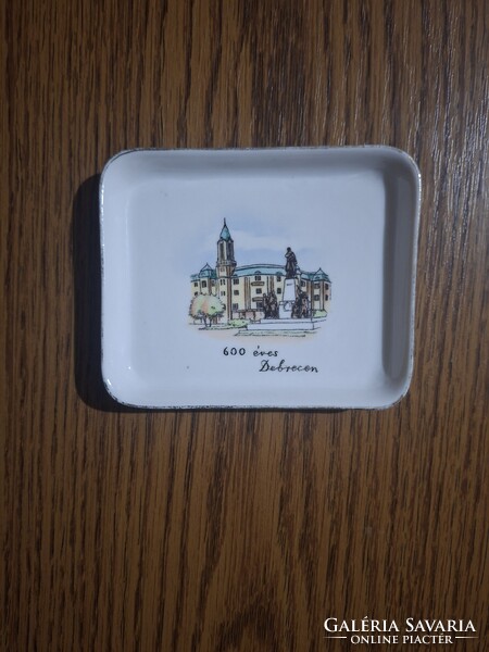 Aquincum porcelán emlék gyűrű tartó, tálka. 600 éves Debrecen. Jelzett