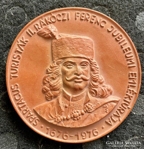 II. Rákóczi Ferenc jubileumi emléktúra 1976, cserép plakett 12 cm - Molnár Elek