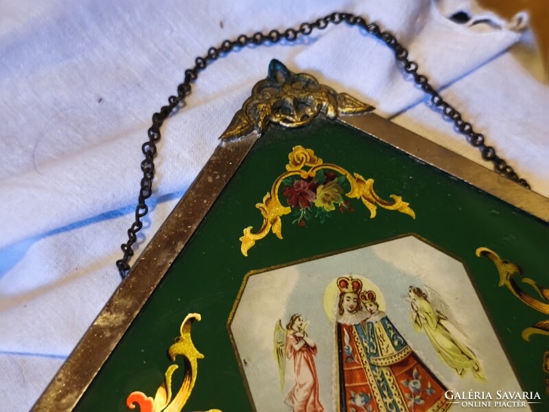 Antik Máriagyűdi kegykép, fém díszes keretben.  31.