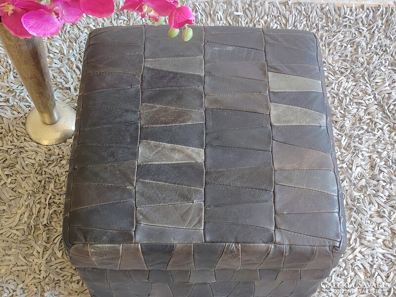 Patchwork Bőr tárolós design Sved puff ALKUDHATÓ