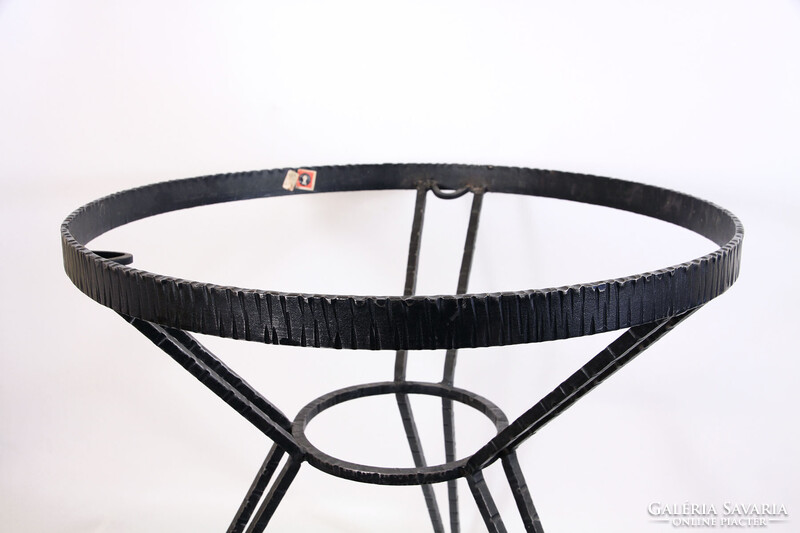 1970. Iparművészeti Vállalat Háromlábú Asztalka Mázas Kerámia Lappal 55x52x52cm | Magyar Asztal