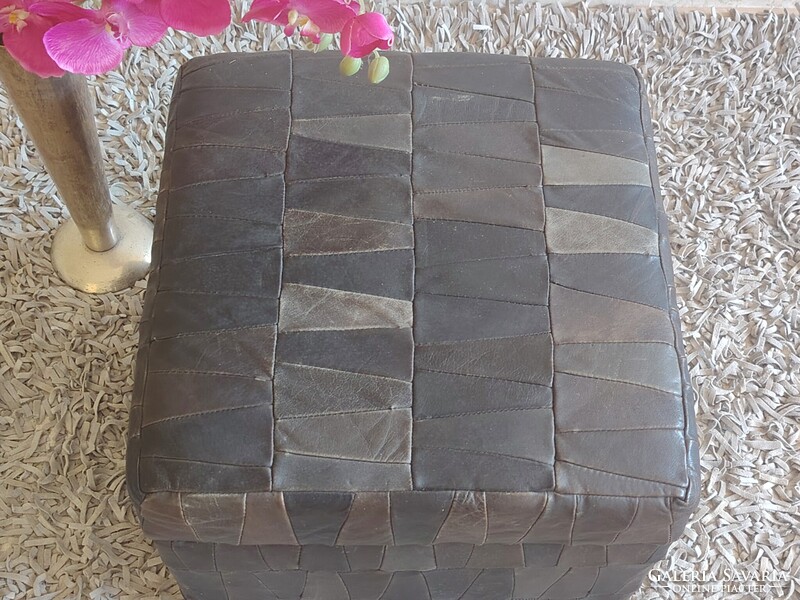 Patchwork Bőr tárolós design Sved puff ALKUDHATÓ