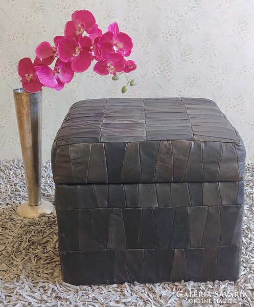 Patchwork Bőr tárolós design Sved puff ALKUDHATÓ