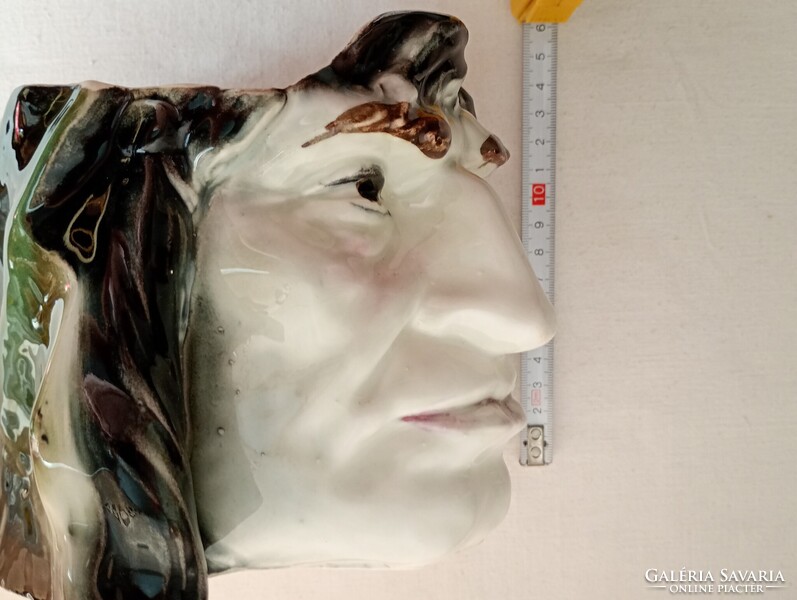 Majolika humidor 17x17x13cm - kaspó ceruzatartó polcdísz régi