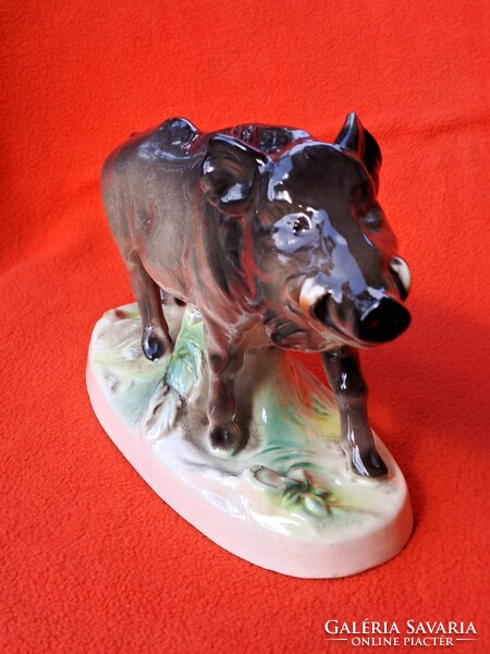 Ritka! Német Katzhütte nagy méretű vaddisznó / vadkan porcelán figura