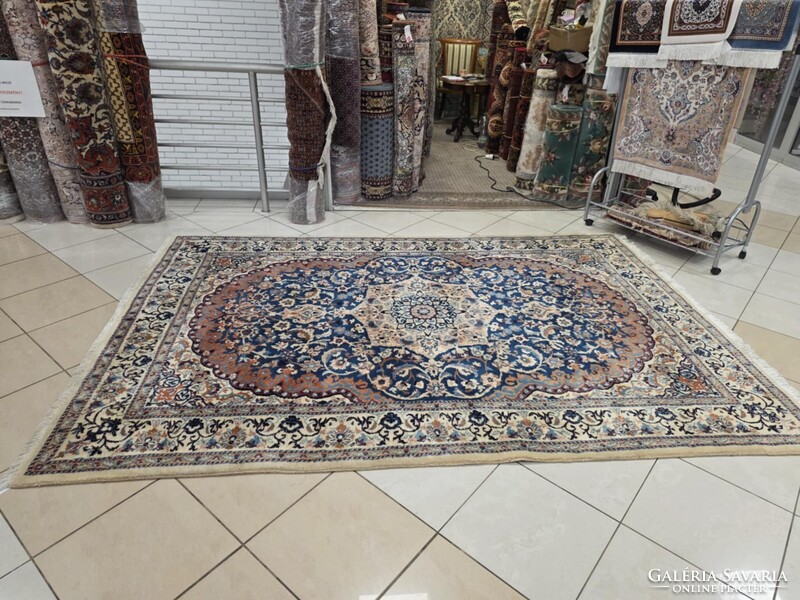 Különleges egyedi színvilágú selyemkontúros iráni nain 200x295 kézi  gyapjú perzsa szőnyeg FZ70