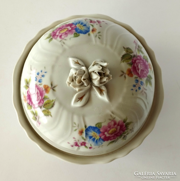 HOLLÓHÁZI PORCELÁN PANNÓNIA HAJNALKA MINTÁS NAGY BONBONIER,DOBOZ