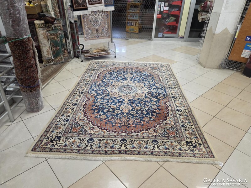 Különleges egyedi színvilágú selyemkontúros iráni nain 200x295 kézi  gyapjú perzsa szőnyeg FZ70