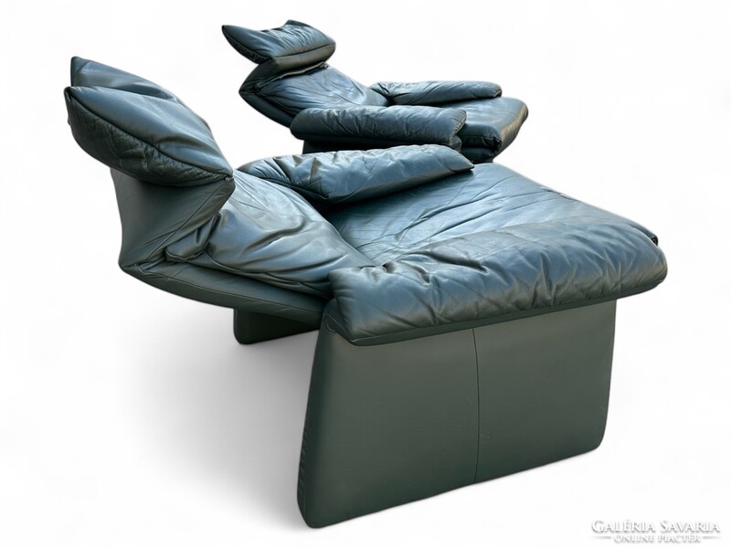 ERPO LUGANO - modern design luxus bőrfotelek (2 db) vintage német marhabör lounge relax fotel 1980s